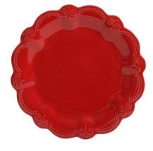 Set of Four (4) Pioneer Woman ~ TONI ~ RED ~ 11&quot; ~ Stoneware Dinner Plates - £43.37 GBP