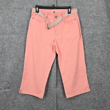 Faded Glory Womens Capri Pants with Belt Size 6 Peach Straight Leg Light... - $6.79