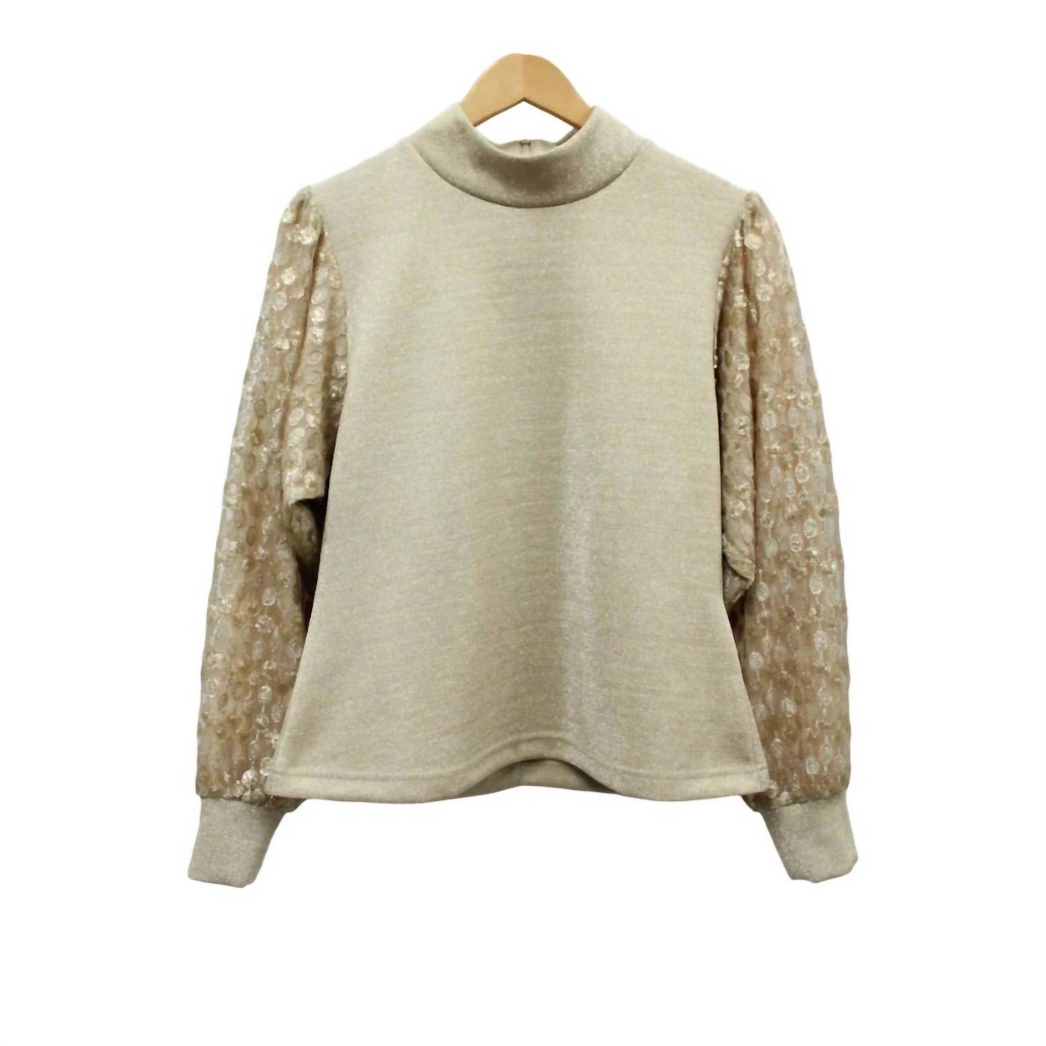 Berek Women&#39;s Light Golden Teardrop Mock Neck Top Multi/gold - $72.00