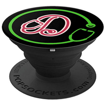 Monogram D with Stethoscope - Doctors Nurses Veterinarians - PopSockets Grip and - £11.81 GBP