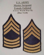 U.S. ARMY MASTER SERGEANT FEMALE ENLISTED (CIRCA: WORLD WAR 2) BLUE TWIL... - $17.63