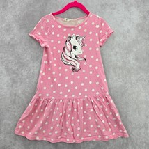 H&amp;M Pink Polka Dot Unicorn Short Sleeve Dress Girls Toddler 4-6Y - $35.00