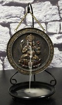 Ebros Hindu Ganesha Round Medallion Disk Backflow Incense Cone Holder Burner - £26.79 GBP