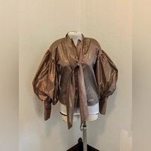 VTG Metallic Plaid Mutton Sleeve Top Button Blouse Bow Fancy Ruffle Balo... - $527.88 MXN