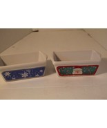 Set of 2 Christmas Ceramic Mini Loaf Pans Oven Microwave Dishwasher Safe... - £18.16 GBP