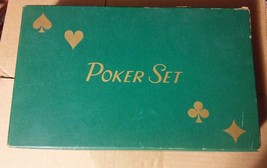 000 Vintage 1950&#39;s Poker Set Chips &amp; Box Instructions United States Playing Card - £13.45 GBP