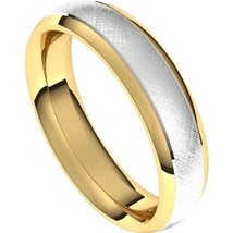 14K Yellow and White Gold 5 mm Florentine Finish Comfort-Fit Wedding Band - £789.00 GBP+