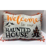 Large Halloween Welcome to Our Haunted House 18&quot; x 12&quot; Plush Pillow - $222.84 MXN