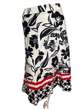 Kim Rogers Signature Floral Cotton Skirt White/Black/Red Size 12 - $18.99