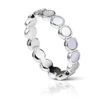 Mother of Pearl Eternity Circles Stackable Layering Ring Silver Size 9 - £22.59 GBP