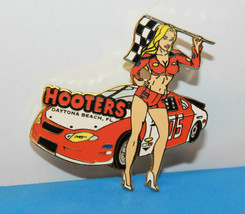 Hooters Sexy Blonde Flag Girl Car Race Daytona Beach Fl Florida Race Track Pin - £18.09 GBP