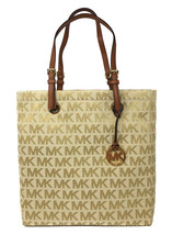 Michael Kors Jet Set Signature North South Tote in Beige, Camel &amp; Luggag... - $119.95