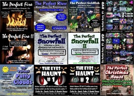 YOUR Choice of 8 DVD&#39;s! Fireplace, Waves, Aquarium, River, Party, Snow, 8 DISCS - £34.15 GBP