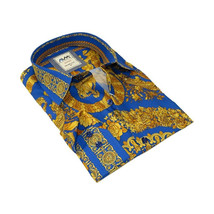 Men's AVM Crystal Shirt Medallion Medusa Cotton Slim Fit 9628-06 Royal Blue image 2