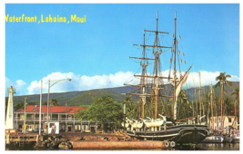 Panoramic View Lahaina Maui Harbor Pioneer Inn Waterfront Carthaginian Ship - £7.86 GBP