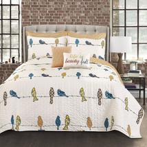 The Rowley Quilt By Lush Decor Features A 7-Piece, Reversible, And Bird ... - £72.67 GBP