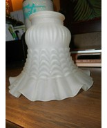Frosted Glass Light Globes Tulip Fluted Lamp Shade - Wave Design/4 1/8&quot; ... - £7.87 GBP