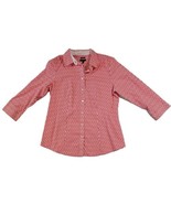 Talbots Petite Size 6P Button Up Shirt Coral Printed Quarte Sleeve  - €17,15 EUR