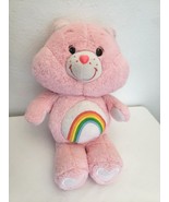 2019 Cheer Care Bear Plush Stuffed Animal Pink Rainbow White Hearts 13&quot; - £12.05 GBP