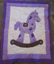New, Handmade Crib Toddler Bed Purple Rocking Horse Size Machine Quilted 44X54&quot; - £80.93 GBP