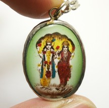 Lord Vishnu Preserver God With Lakshmi Devi Deity Hindu Miracle Amulet Necklace - £22.79 GBP