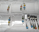 Winco Stainless Glass Bead Wire Wrapped forks appetizer dessert plates 1... - $49.49