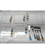 Winco Stainless Glass Bead Wire Wrapped forks appetizer dessert plates 1... - £38.87 GBP
