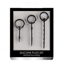 Ouch! Urethral Sounding 3-Piece Silicone Plug Set Black - £37.52 GBP