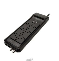 6 ft. 12-Outlet Surge Protector with Coax and USB RJ45, Black - £29.02 GBP