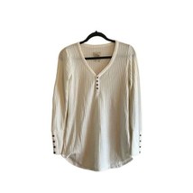 Chaser Womens Long Sleeve Waffle Thermal Tunic Sweater Top Color Ivory Size L - £31.27 GBP