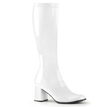 Sexy 3&quot; Block Heel Gogo Cheerleader White Knee Boots Halloween Costume GOGO300/W - £47.92 GBP