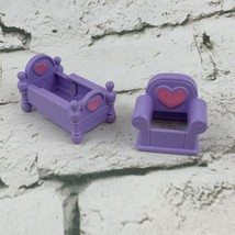 Fisher Price Smooshies Dollhouse  Furniture 1988 Vintage Retro Purple Bed Chair - £7.90 GBP