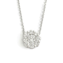 Authenticity Guarantee 
Round Diamond Cluster Halo Pendant Necklace 14K White... - £1,594.71 GBP