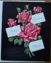 Mid Century Embossed Roses Birthday Cheer Greeting Card 1960s - £3.91 GBP