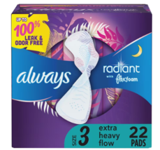 Always Radiant Pads, Extra Heavy, with Wings Clean Scent, Size 3 22.0ea - £15.79 GBP