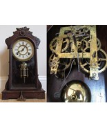 RARE! GEORGE B OWEN antique clock gingerbread mantel kitchen ORIGINAL CU... - £204.67 GBP