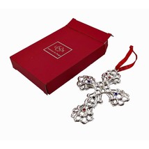 Lenox Cross Ornament Sparkle And Scroll Multicolor Crystals Silverplate Boxed - £11.80 GBP