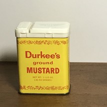 Vintage DURKEE Ground Mustard Tin 1970&#39;s SCM Famous Foods, Yellow Red - £6.03 GBP