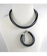 Black-Silver halographic Jewelery set: beaded Necklace and Bracelet, Han... - $67.80 CAD