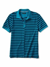 New Banana Republic Men Navy Teal Striped Slim Fit Pique Polo Shirt L - $32.95