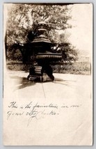 Spokane WA RPPC Park Fountain And Horse Trough With Dog Bowl 1909 Postcard T25 - £22.36 GBP