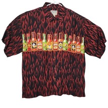 Big Dogs All Over Flames w/ Hot Sauce Shirt Hawaiian Camp - Mens XL - £16.84 GBP