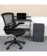 Black Desk, Chair, Cabinet Set BLN-CLIFCHPX5-BK-GG - $580.29 CAD