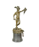 Perseus mit dem Kopf der Medusa Echt Bronze Statue Skulptur auf Naturmarmor - $688.73