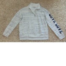 Womens Shirt Inspired Hearts Gray Fleece LOVE  Zip Neck Long Sleeve Pullover- XL - £7.82 GBP