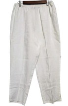FLAX Pants Womens (M) Linen WHITE Pull-on Straight LEG Cropped ARTSY Lag... - $44.99