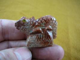 (Y-LIZ-CH-7) Red Chameleon Lizard Carving Soapstone Peru Figurine Love Lizards - $8.59