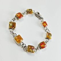 Vintage Flower Bracelet - Lucite Square Link Bracelet - Real Flower Bracelet - 7 - £18.77 GBP