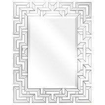 31 x 40 in. MDF Base Covered Wall Mirror with Beveled Antique Mirror Pan... - £263.31 GBP