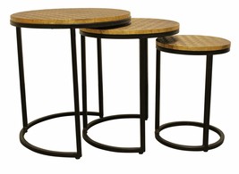 Set Of Three 19" Black And Brass Round Nested Tables - $294.99